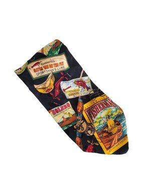 Rosetti Silk Tie Fishing Rod Fish Fisherman Mens Novelty Necktie Bolero Lure
